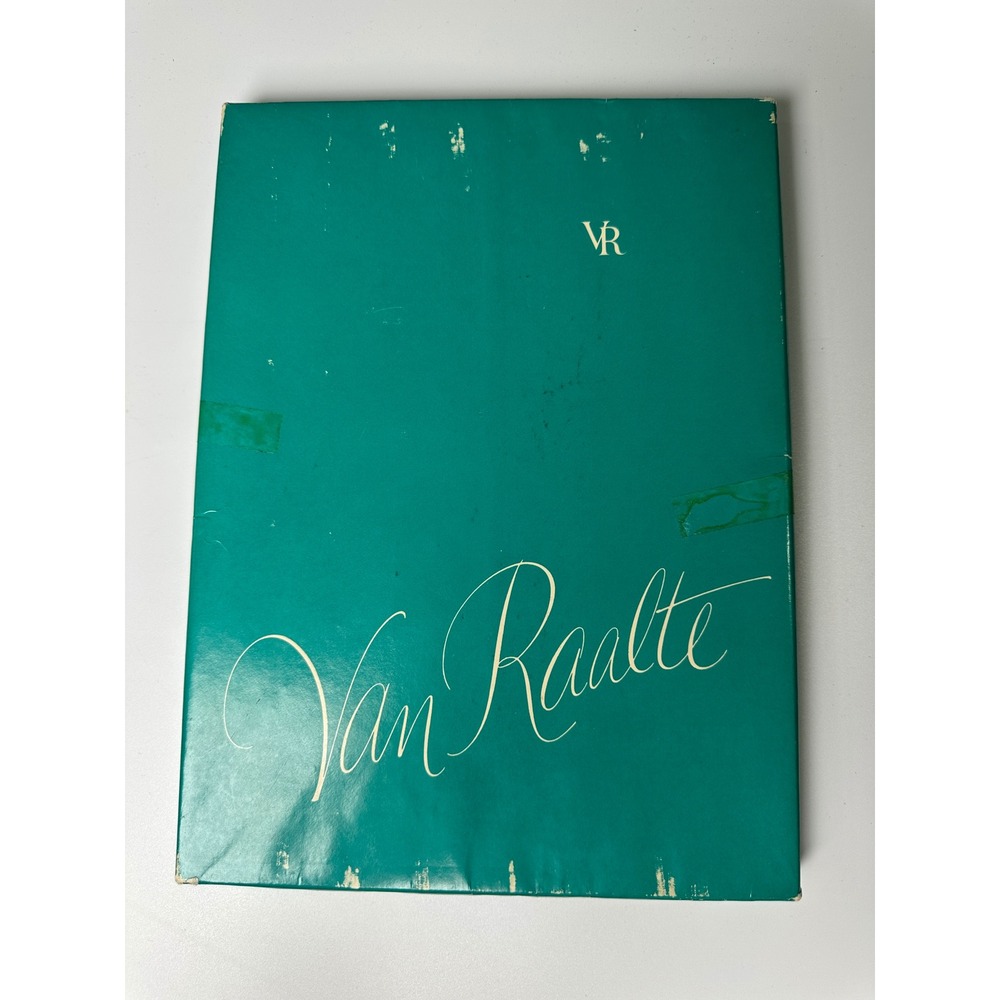 Vintage Van Raalte Sheer Toe & Heel Navy Nylon Stockings Size 10 Medium with Box